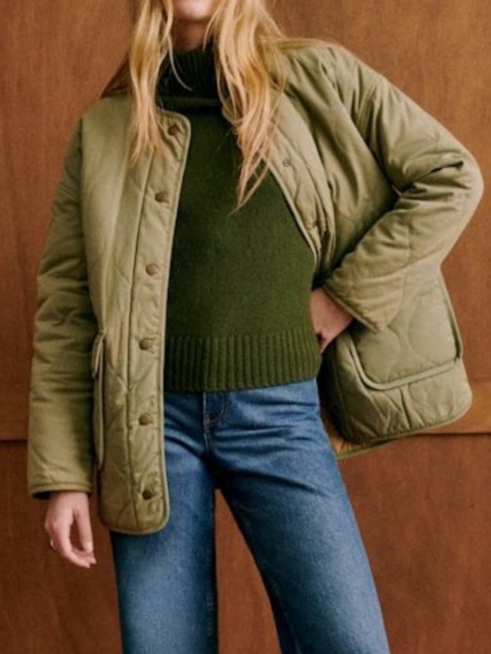 SEZANE Reversible Farel Jacket in Light Olive Green Size 34 Size 2